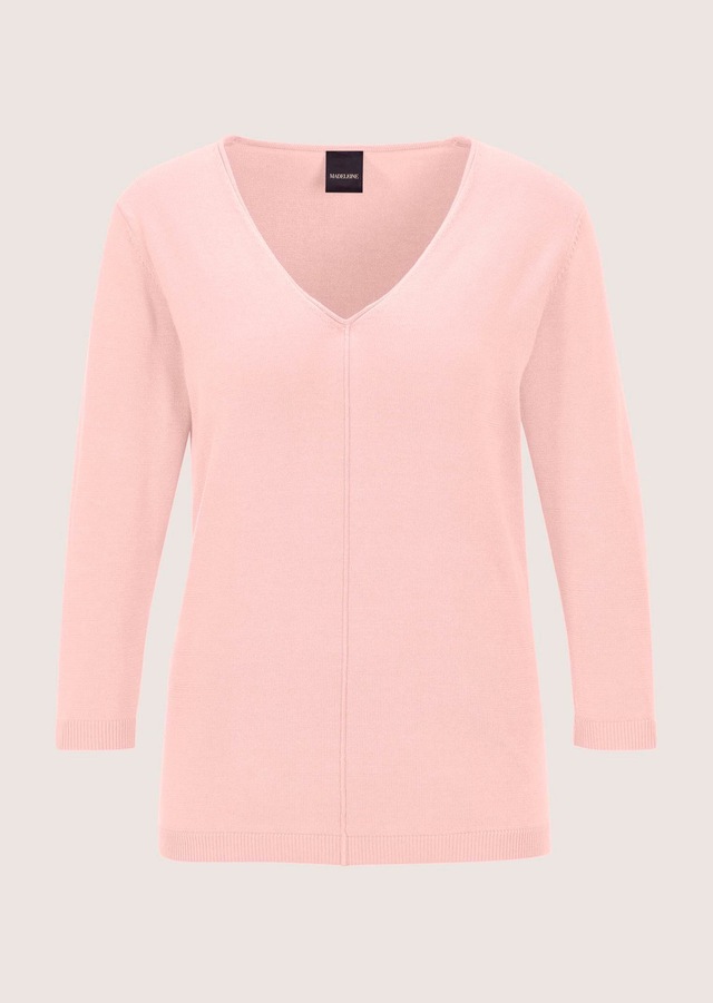 MADELEINE Longpullover »Strickpullover Schlichter Baumwollpullover mit V-Ausschnitt«