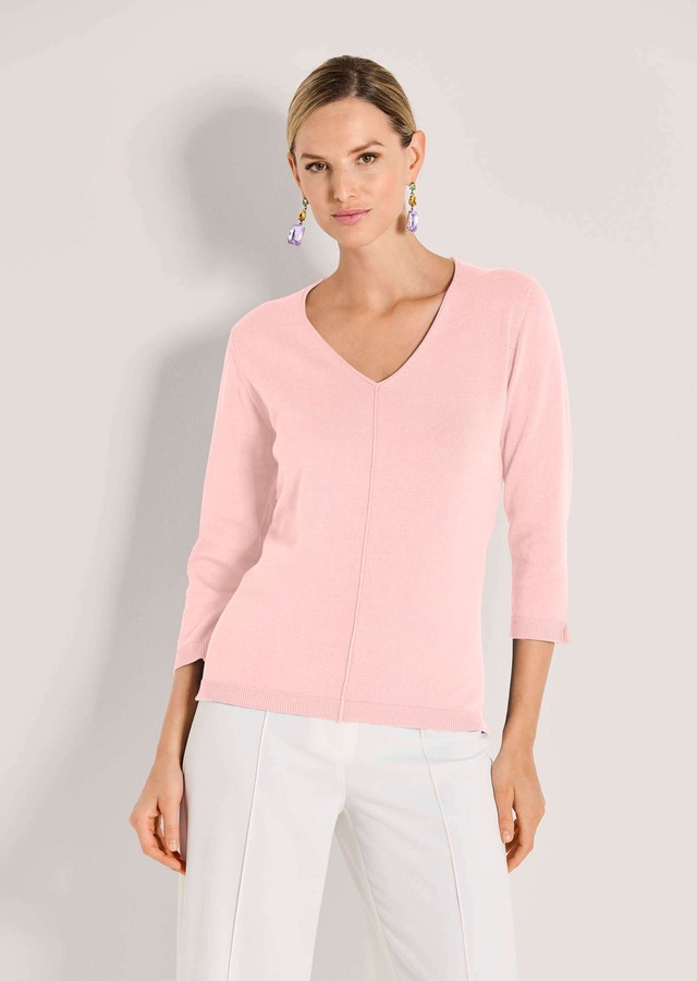 MADELEINE Longpullover »Strickpullover Schlichter Baumwollpullover mit V-Ausschnitt«