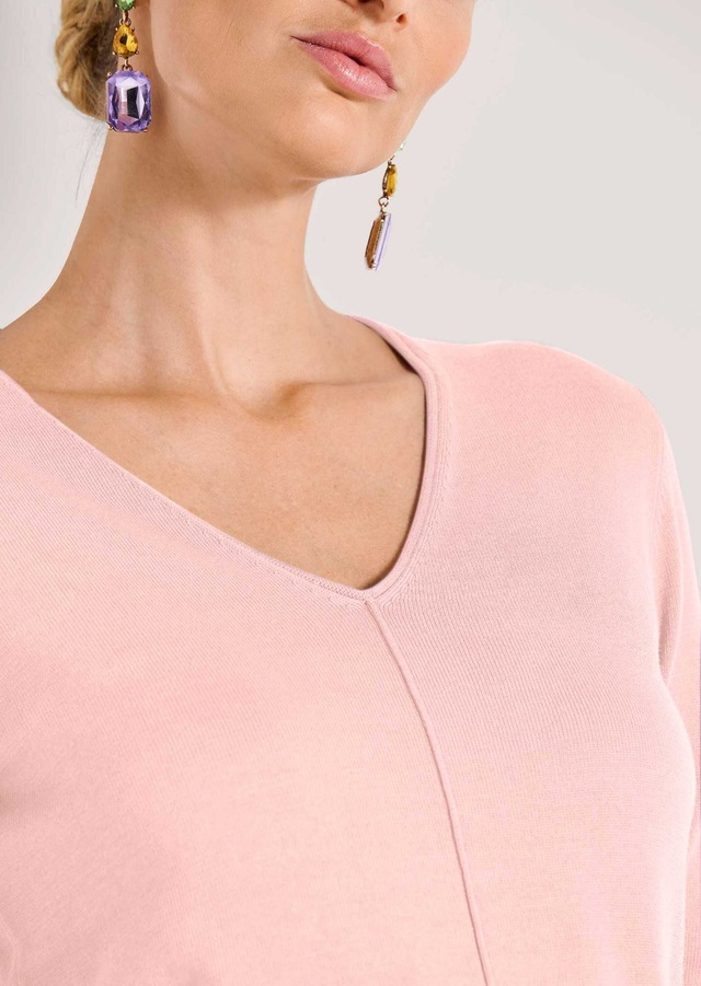 MADELEINE Longpullover »Strickpullover Schlichter Baumwollpullover mit V-Ausschnitt«