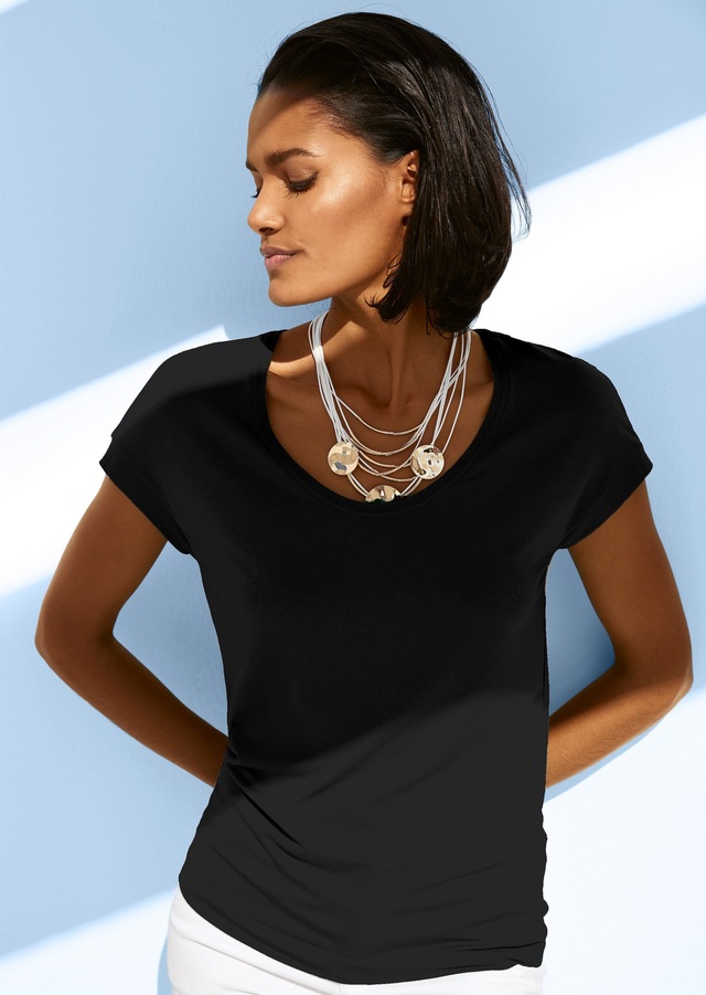 MADELEINE Kurzarmshirt »Jerseybluse Elegantes Viskose-Oberteil« Viskose Jersey