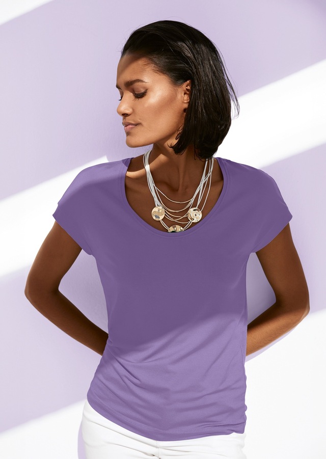 MADELEINE Kurzarmshirt »Jerseybluse Elegantes Viskose-Oberteil« Viskose Jersey