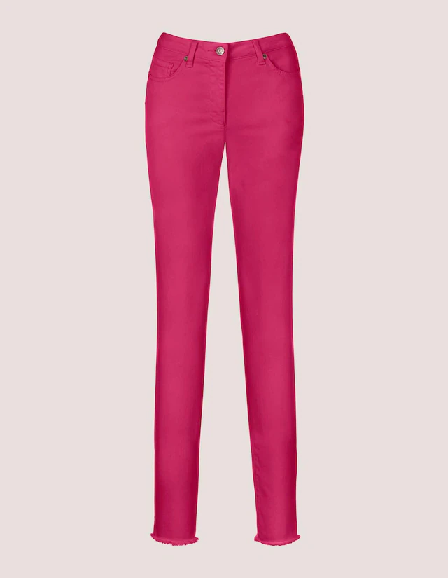 MADELEINE Regular-fit-Jeans »Jeans Mid Waist Skinny-Hose mit Fransen« mit Fransensaum