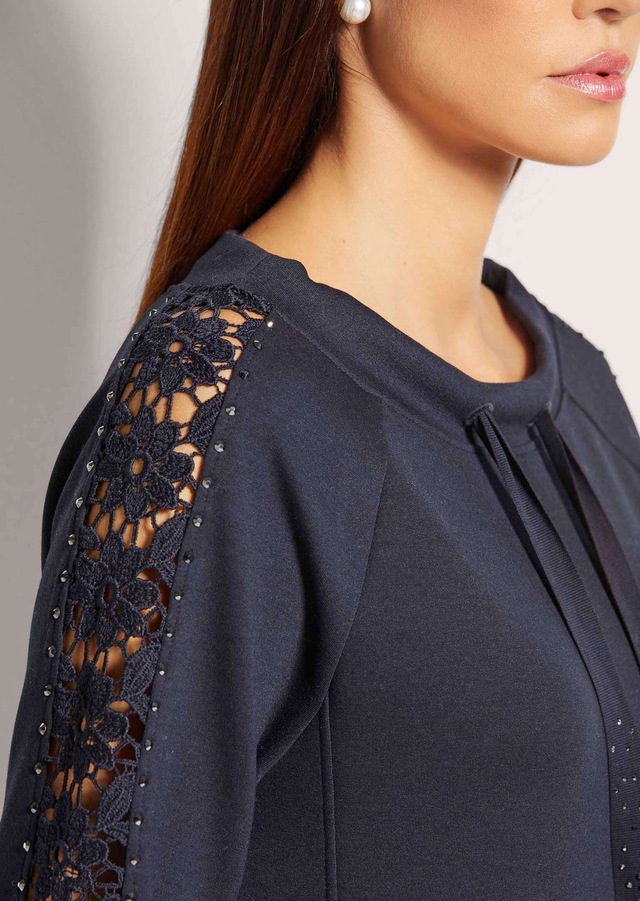 MADELEINE Sommerkleid »Jerseykleid Stretch-Kleid mit Spitze und Strass« Jerseykleid mit Spitze und Strasssteindeko