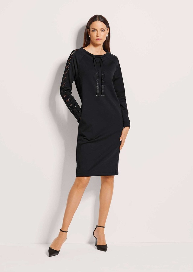MADELEINE Sommerkleid »Jerseykleid Stretch-Kleid mit Spitze und Strass« Jerseykleid mit Spitze und Strasssteindeko
