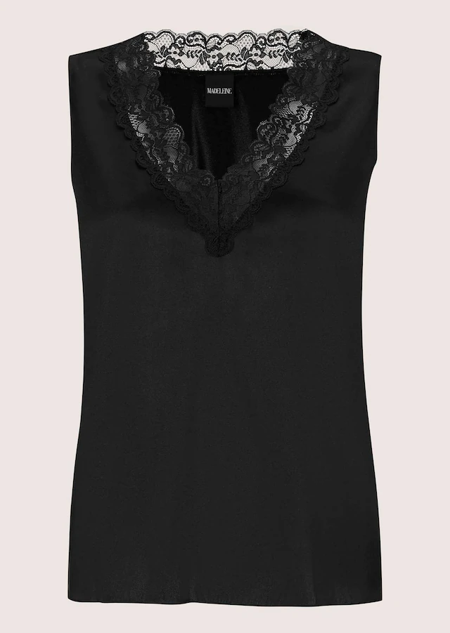 MADELEINE Trägertop »Top Lingerie-Top aus Seidensatin« edle Spitze am Ausschnitt