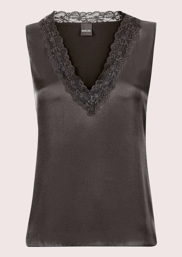 MADELEINE Trägertop »Top Lingerie-Top aus Seidensatin« edle Spitze am Ausschnitt