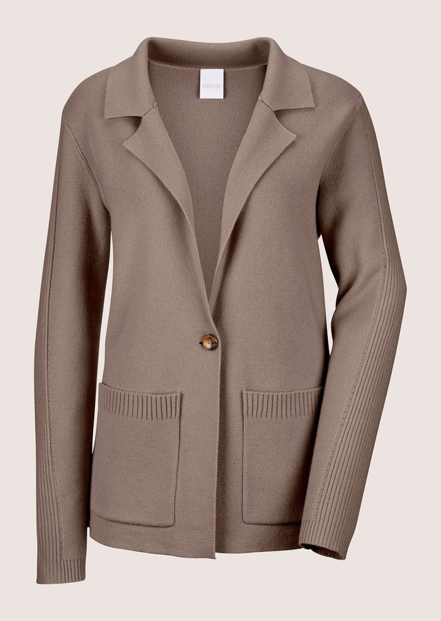 MADELEINE Strickjacke »Strickblazer Strickjacke aus Merinowolle und Kaschmir« 1-Knopf Strickblazer