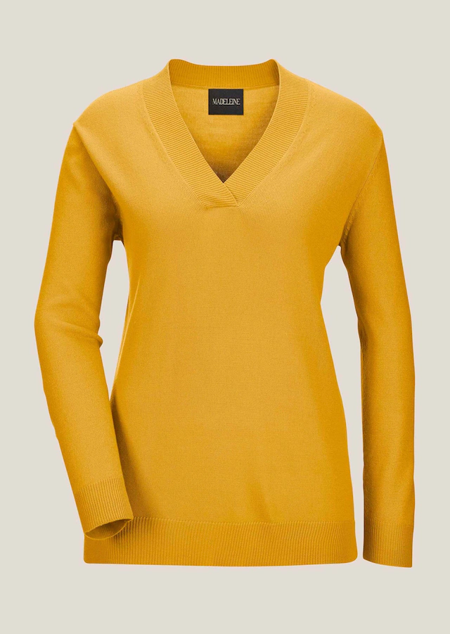MADELEINE Longpullover »Pullover Feinstrickpullover mit V-Ausschnitt«