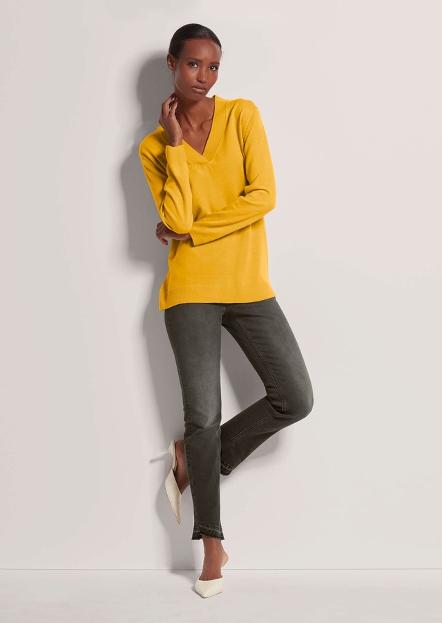 MADELEINE Longpullover »Pullover Feinstrickpullover mit V-Ausschnitt«