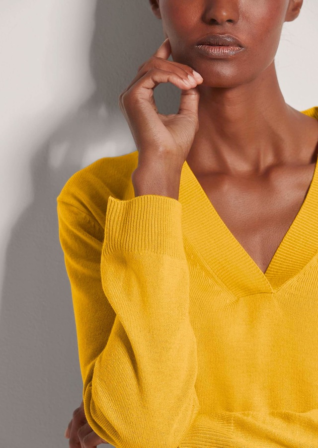MADELEINE Longpullover »Pullover Feinstrickpullover mit V-Ausschnitt«