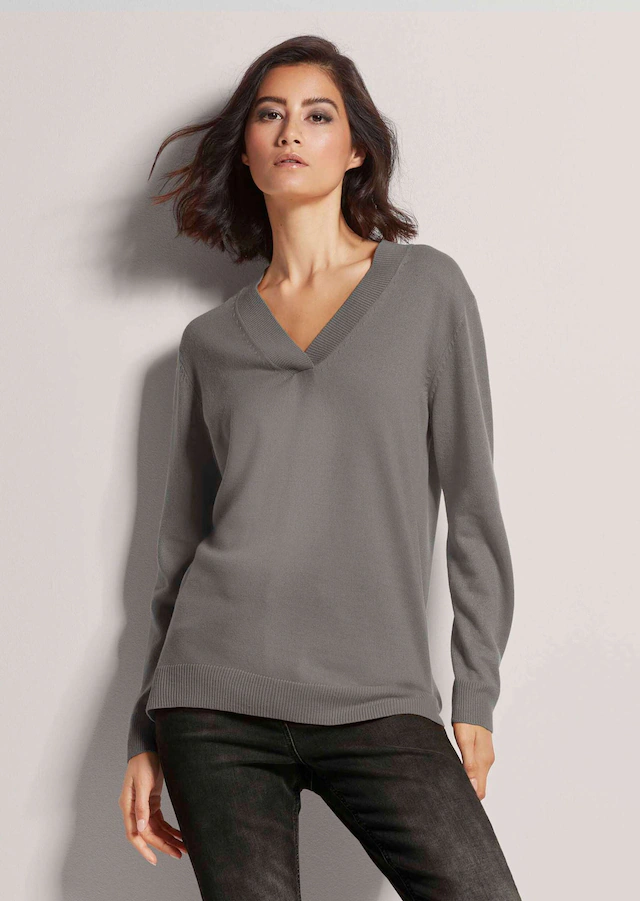 MADELEINE Longpullover »Pullover Feinstrickpullover mit V-Ausschnitt«