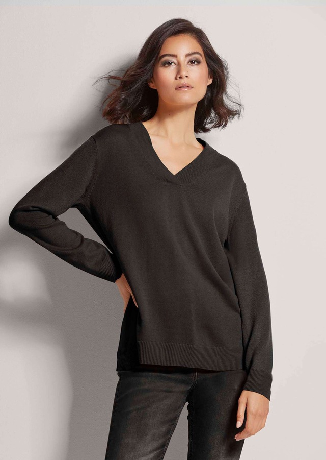 MADELEINE Longpullover »Pullover Feinstrickpullover mit V-Ausschnitt«