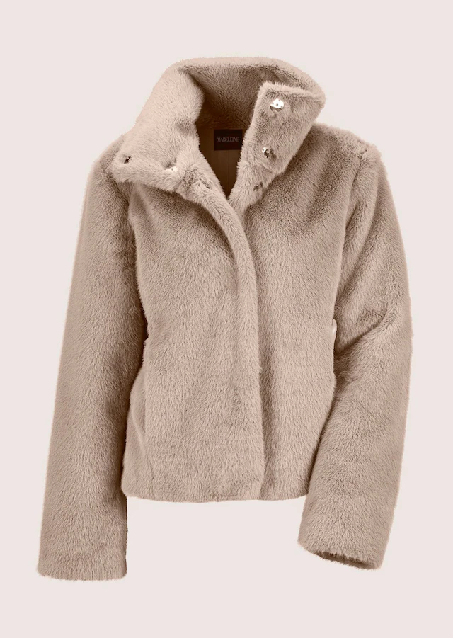 MADELEINE Kurzjacke »Jacke Webpelz-Kurzjacke mit Stehkragen« Stehkragen