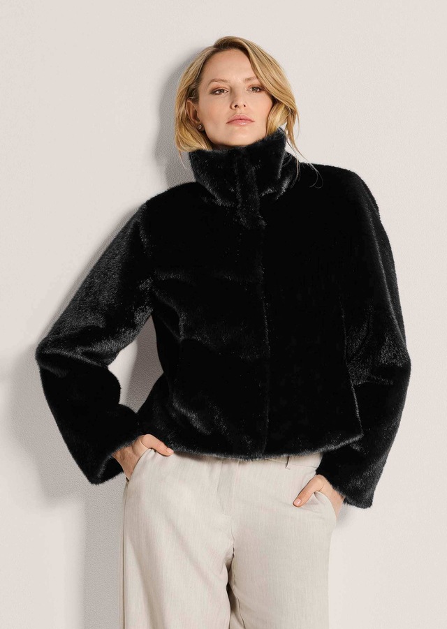 MADELEINE Kurzjacke »Jacke Webpelz-Kurzjacke mit Stehkragen« Stehkragen
