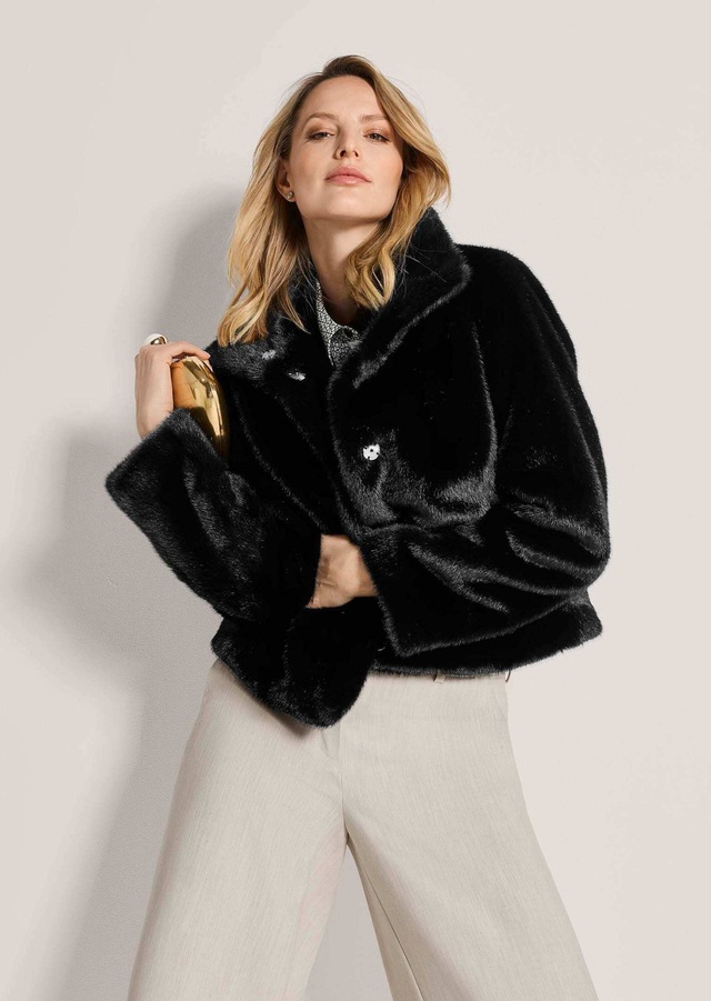 MADELEINE Kurzjacke »Jacke Webpelz-Kurzjacke mit Stehkragen« Stehkragen