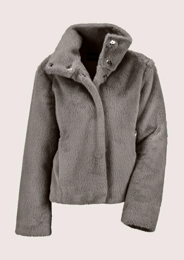 MADELEINE Kurzjacke »Jacke Webpelz-Kurzjacke mit Stehkragen« Stehkragen