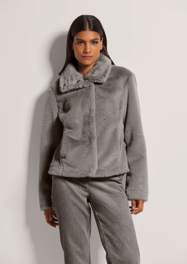 MADELEINE Kurzjacke »Jacke Webpelz-Kurzjacke mit Stehkragen« Stehkragen