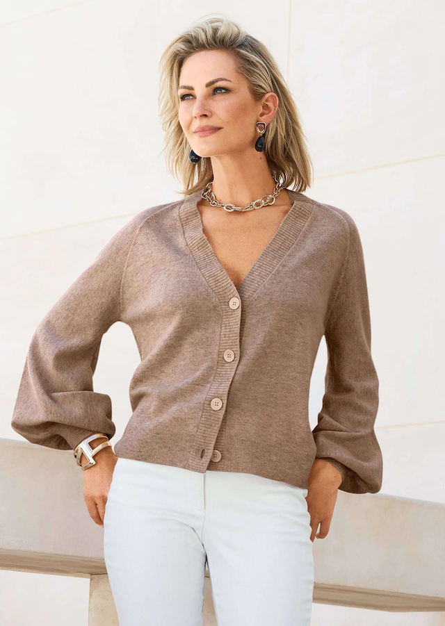 MADELEINE Strickjacke »Strickjacke Kaschmir-Cardigan mit Ballonärmeln« Good-Cashmere-Qualität