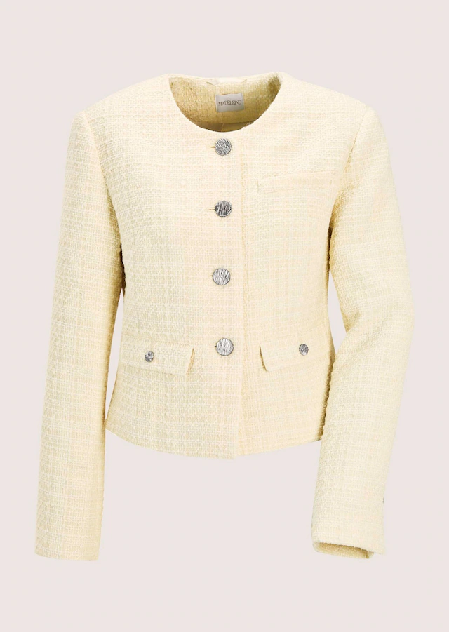 MADELEINE Jerseyblazer »Blazer Eleganter Tweed-Kurzblazer mit Metallknöpfen« Edle Metallknöpfe