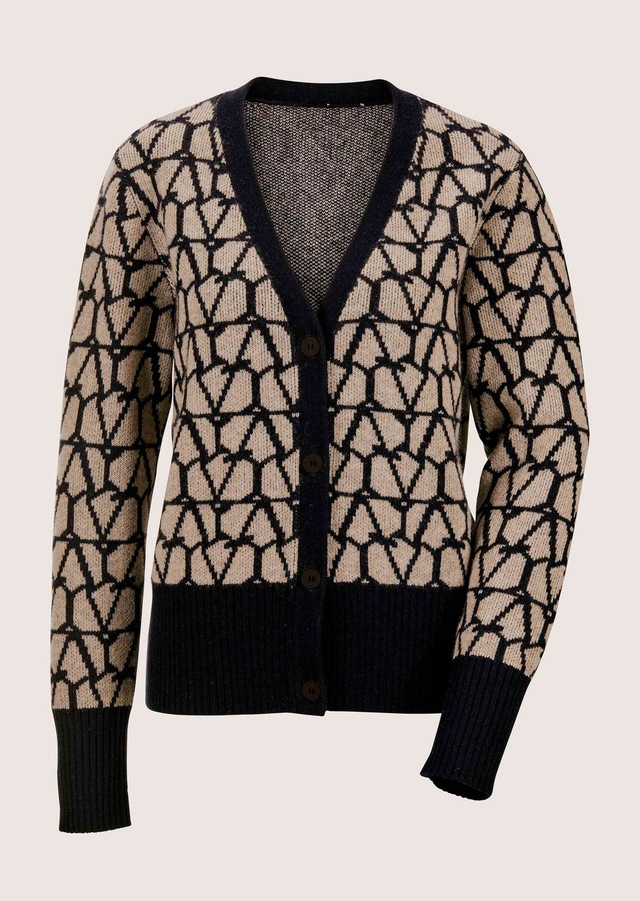 MADELEINE Strickjacke »Strickjacke Langarm Jacquard-Cardigan mit Kaschmir« aufwendiges Jacquardmuster