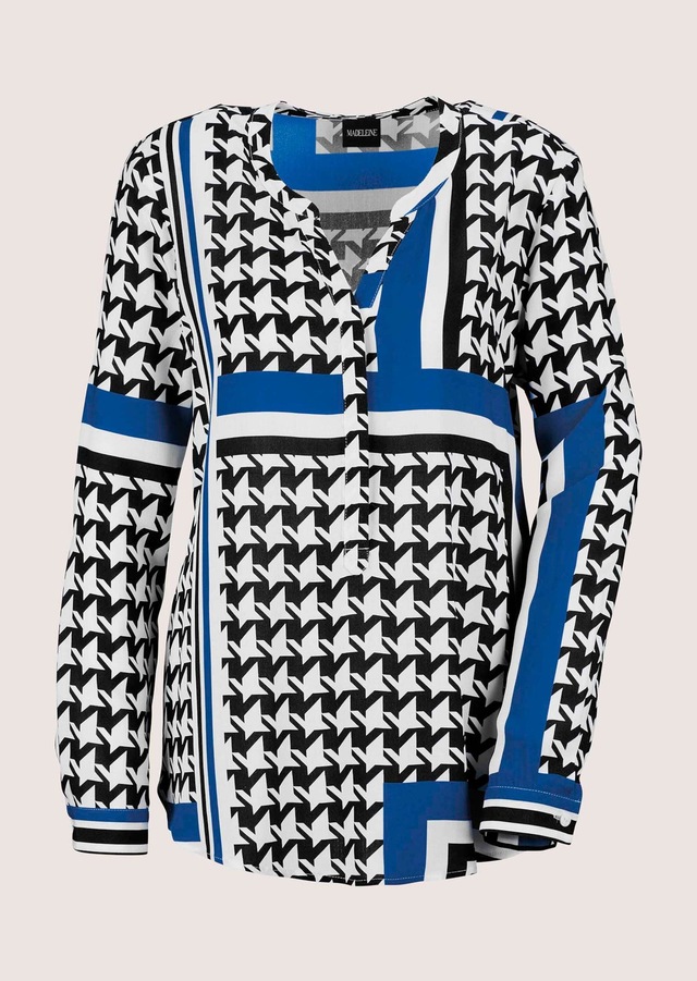MADELEINE Langarmbluse »Tunika-Bluse Hahnentritt-Bluse mit V-Ausschnitt«