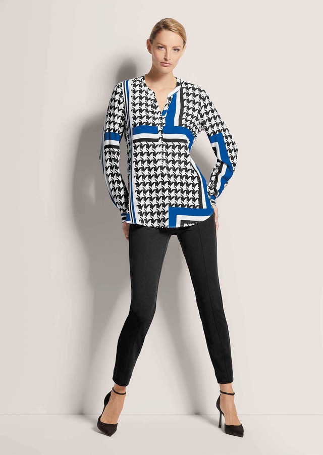 MADELEINE Langarmbluse »Tunika-Bluse Hahnentritt-Bluse mit V-Ausschnitt«