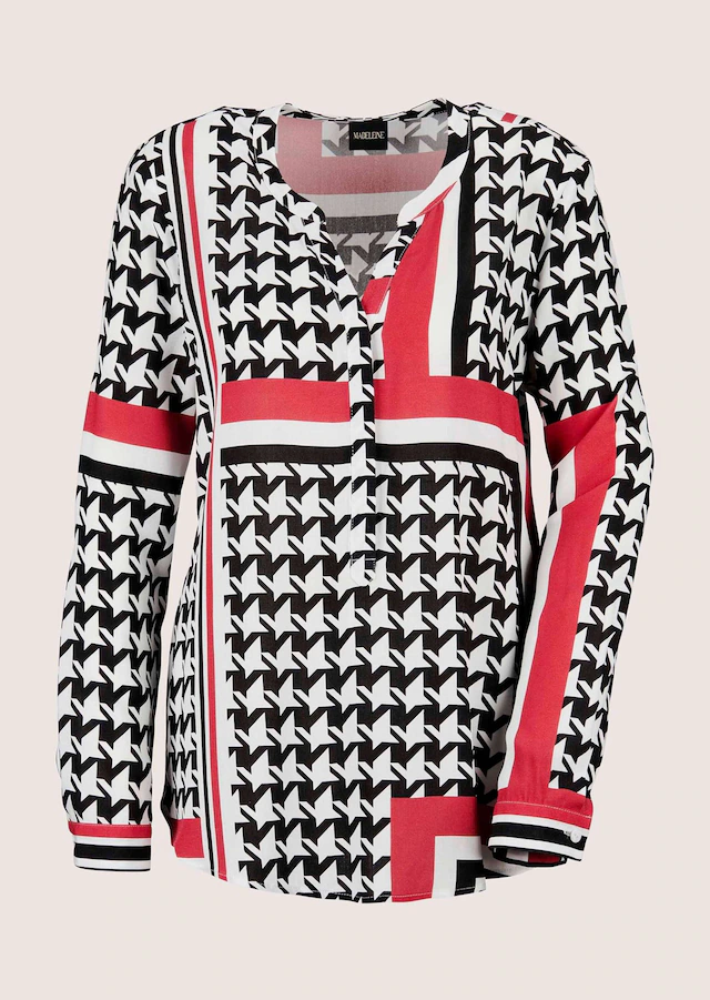 MADELEINE Langarmbluse »Tunika-Bluse Hahnentritt-Bluse mit V-Ausschnitt«