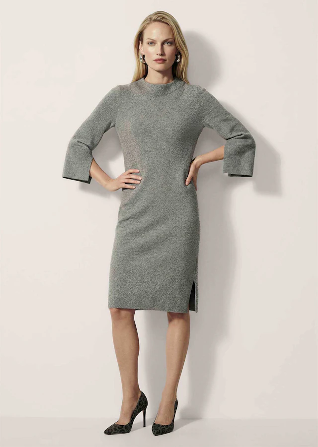 MADELEINE Strickkleid »Strickkleid Halbarm Kaschmir-Strickkleid in Midilänge« Feminines Strickkleid mit Seitenschlitz