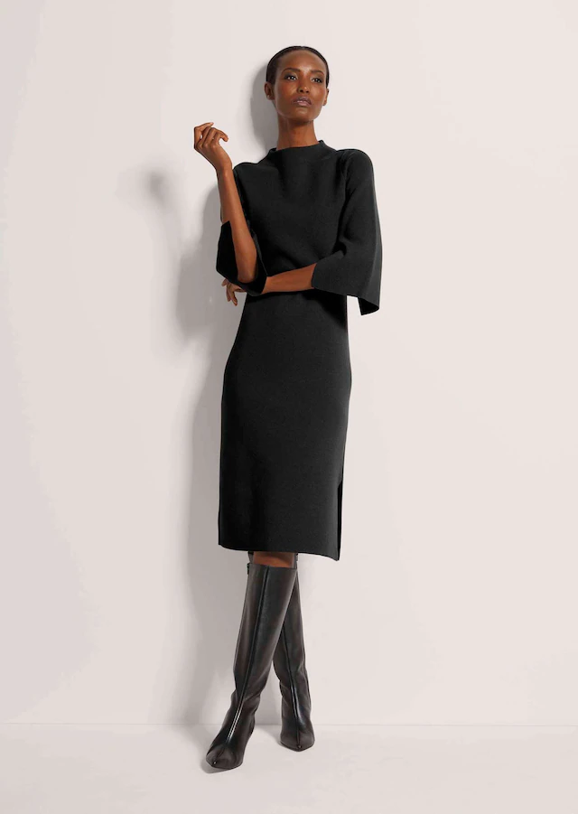 MADELEINE Strickkleid »Strickkleid Halbarm Kaschmir-Strickkleid in Midilänge« Feminines Strickkleid mit Seitenschlitz