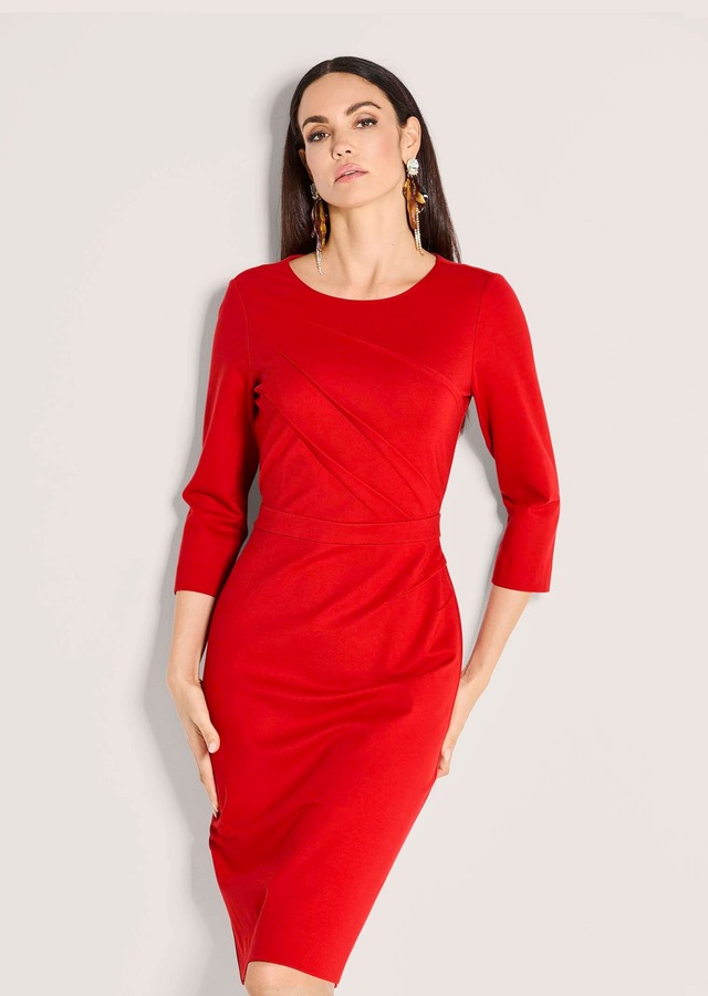 MADELEINE Jerseykleid »Etuikleid Schmales Jersey-Kleid mit Rundhals« mit Zierbiesen