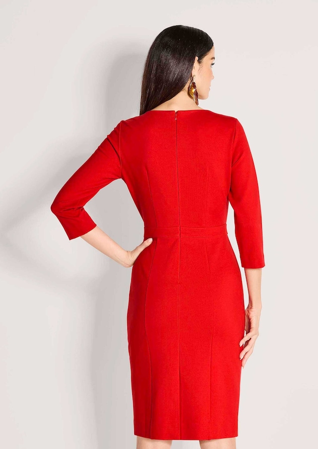 MADELEINE Jerseykleid »Etuikleid Schmales Jersey-Kleid mit Rundhals« mit Zierbiesen