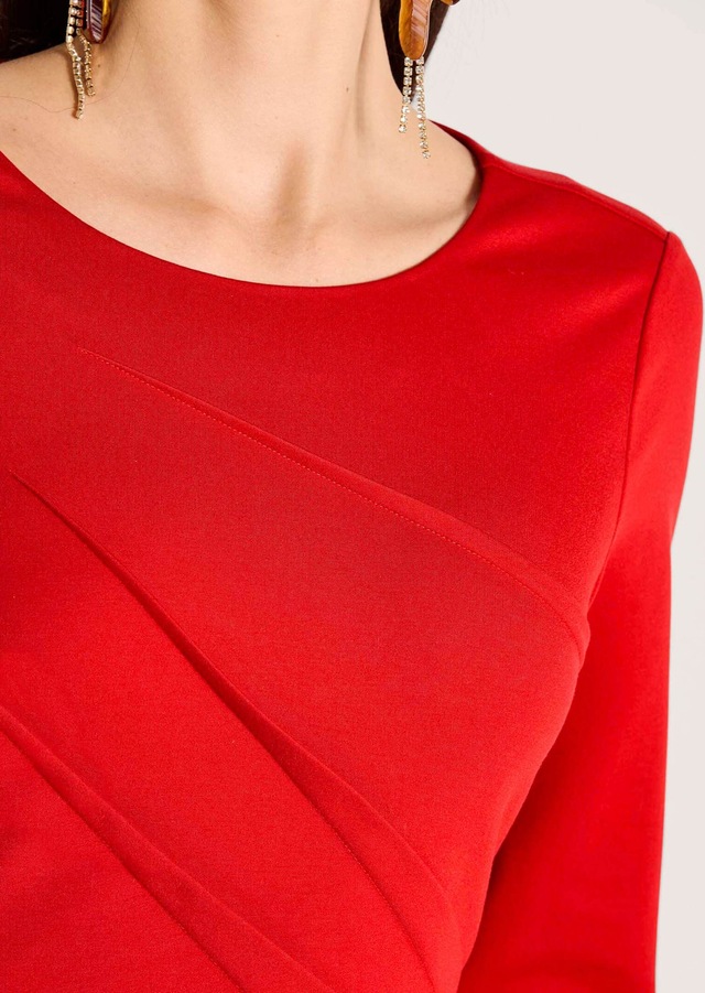 MADELEINE Jerseykleid »Etuikleid Schmales Jersey-Kleid mit Rundhals« mit Zierbiesen