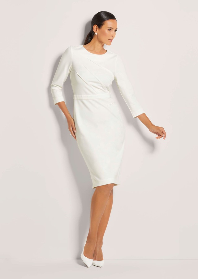 MADELEINE Jerseykleid »Etuikleid Schmales Jersey-Kleid mit Rundhals« mit Zierbiesen