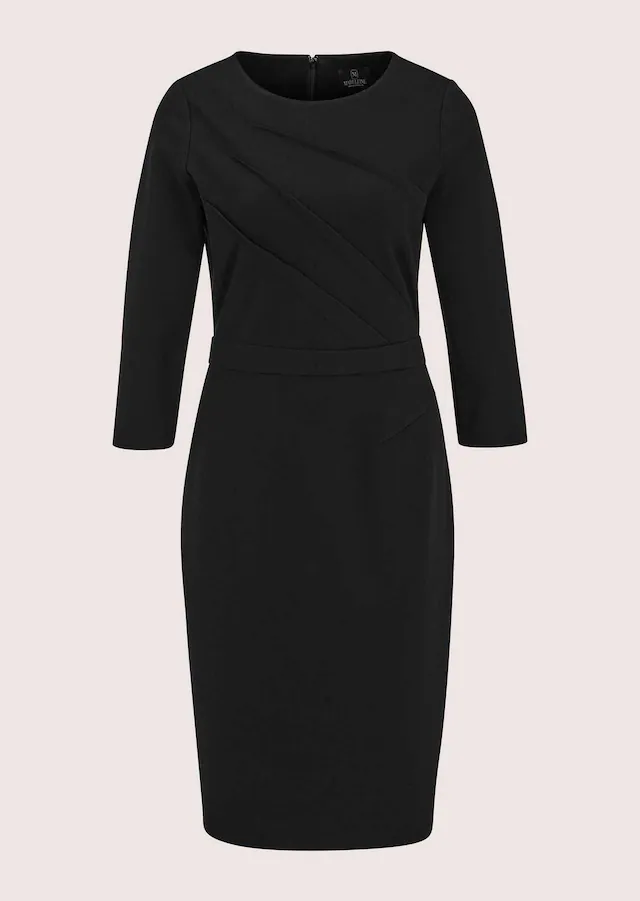 MADELEINE Jerseykleid »Etuikleid Schmales Jersey-Kleid mit Rundhals« mit Zierbiesen