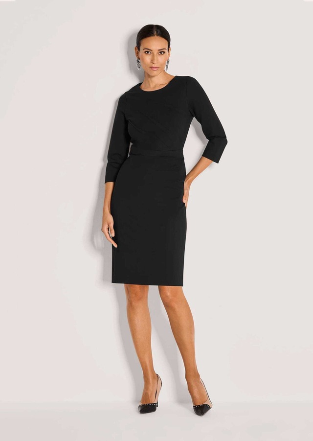 MADELEINE Jerseykleid »Etuikleid Schmales Jersey-Kleid mit Rundhals« mit Zierbiesen