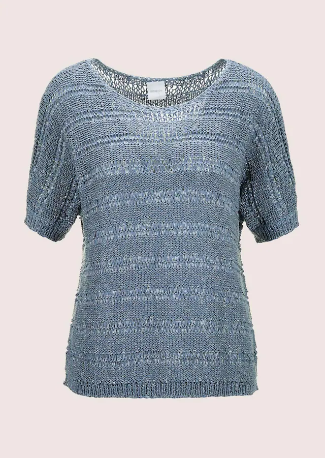 MADELEINE Longpullover »Pullover Ajour-Pullover mit Glanz-Effekt«