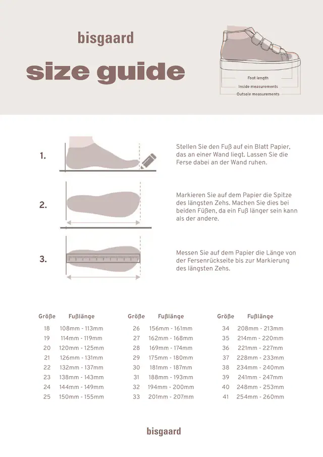 Bisgaard Slip-On Sneaker »zion« Freizeitschuh mit Schnellverschluss, Größenschablone zum Download