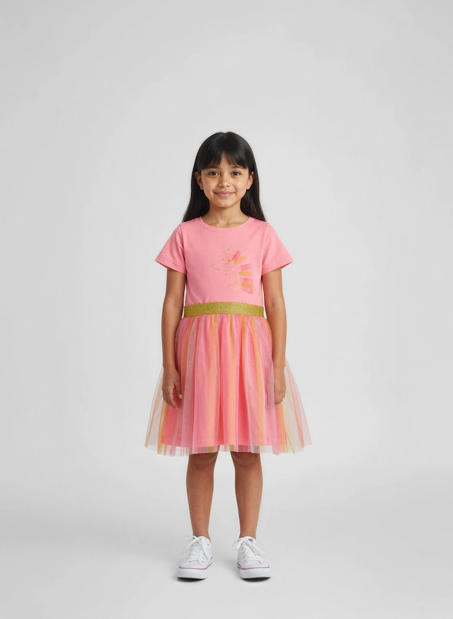 Blue Seven Jerseykleid 1 tlg. tlg. mit aufgesetztem Tüllrock und tollem Frontmotiv