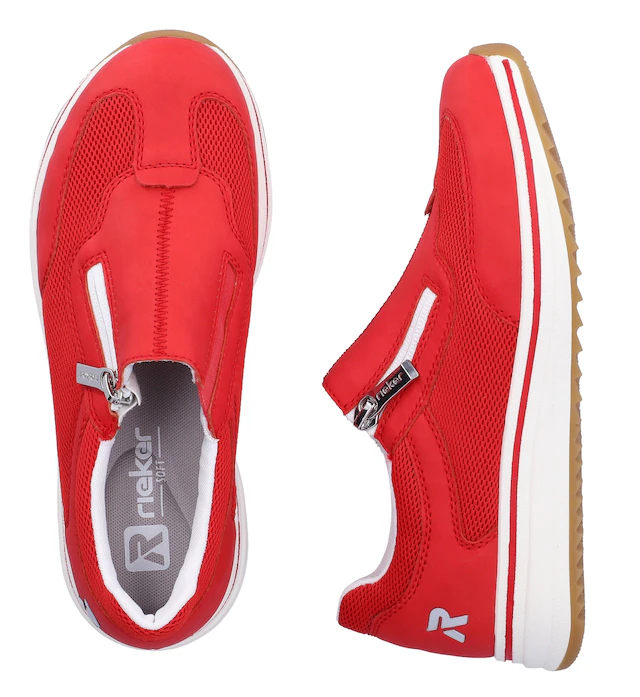 Rieker Slipper Slip-on Sneaker, Halbschuh, Freizeitschuh mit Reißverschluss