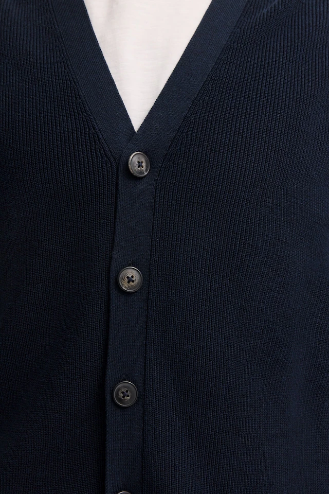 bugatti Cardigan »Regular Fit« mit V-Ausschnitt und Ripp-Struktur