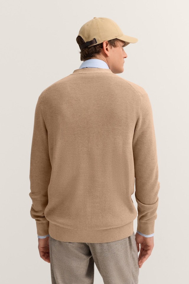 bugatti Cardigan »Regular Fit« mit V-Ausschnitt und Ripp-Struktur