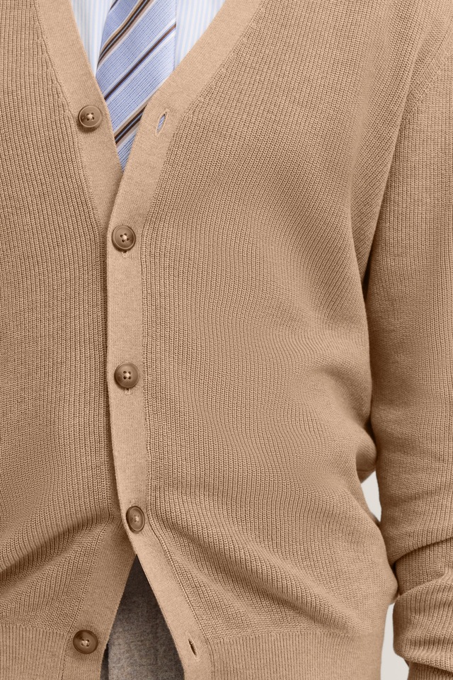 bugatti Cardigan »Regular Fit« mit V-Ausschnitt und Ripp-Struktur