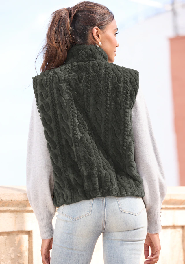 LASCANA Wendeweste », wendbare Steppweste mit flauschigem Fellimitat« kuschelige Plüschweste, ideal zum Layering im Herbst, leicht wattiert