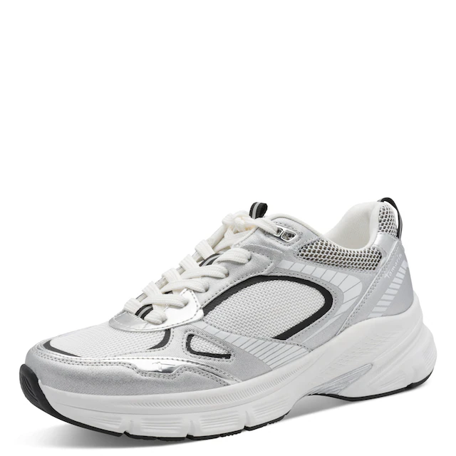 Tamaris Plateausneaker , Freizeitschuh, Halbschuh, Schnürschuh mit Besätzen in Metallic-Optik