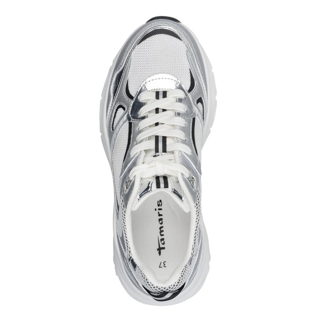 Tamaris Plateausneaker , Freizeitschuh, Halbschuh, Schnürschuh mit Besätzen in Metallic-Optik