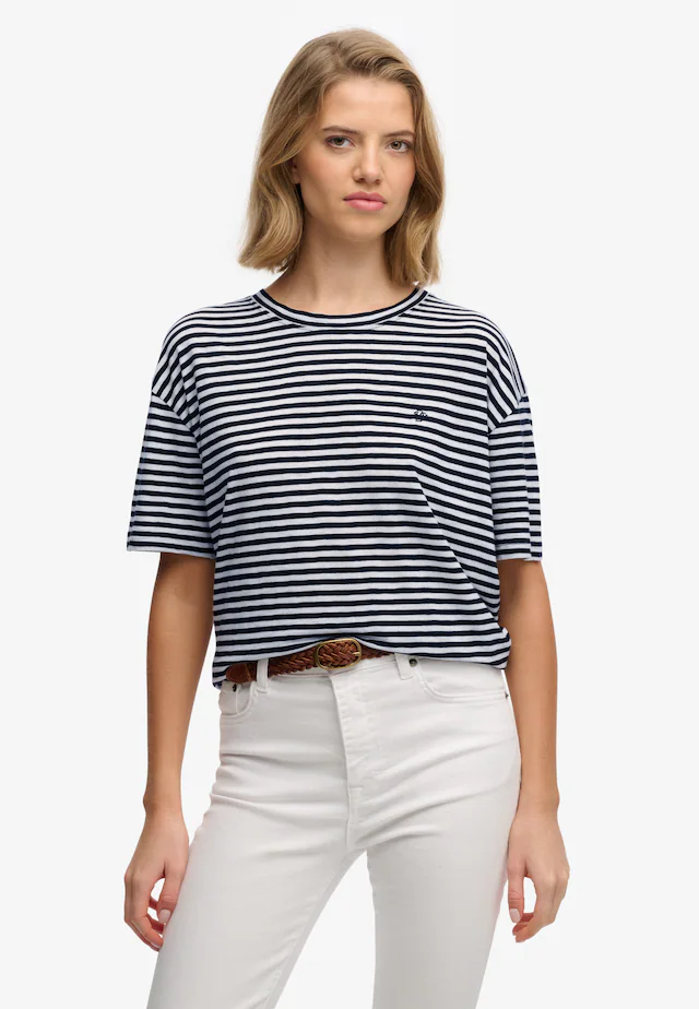Superdry T-Shirt »STUDIOS CREW TEE« mit Markenlabel, aus Baumwollmischung, Relaxed Fit, Kurzarm