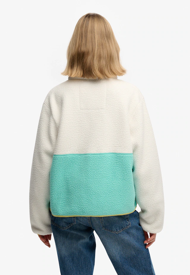 Superdry Fleecejacke »COLOUR BLOCK FLEECE JACKET« Kunstfaser, oversize, Colorblock, Superdry-Etikett an der Brusttasche
