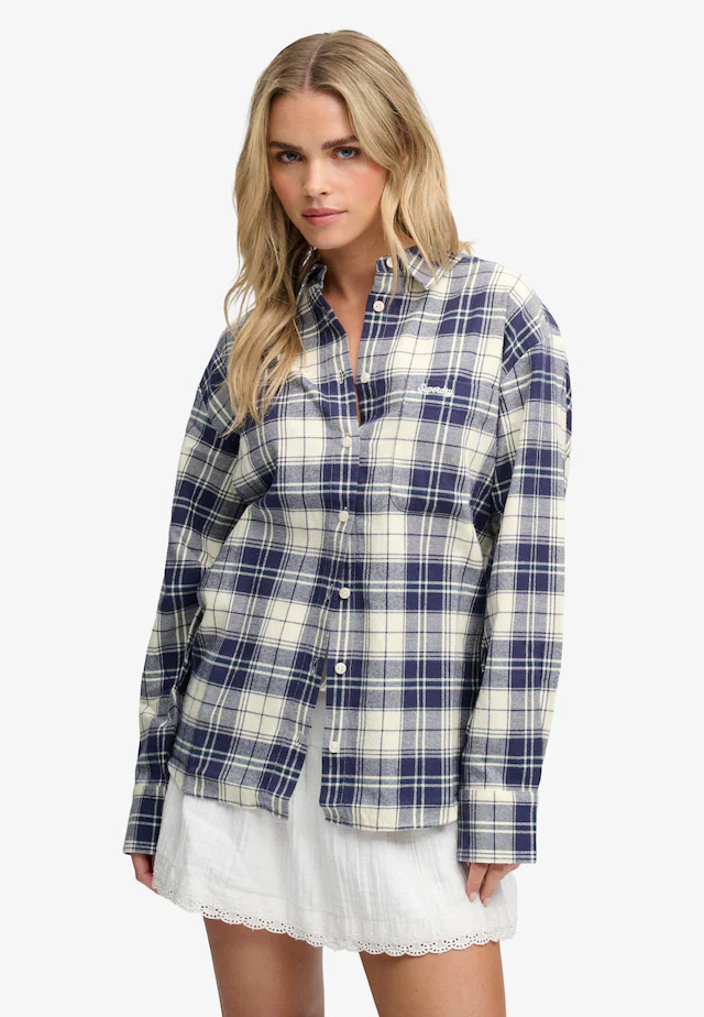 Superdry Karobluse »CHECK FLANNEL RELAXED SHIRT« Baumwolle, relaxed fit, aus weichem Flanell