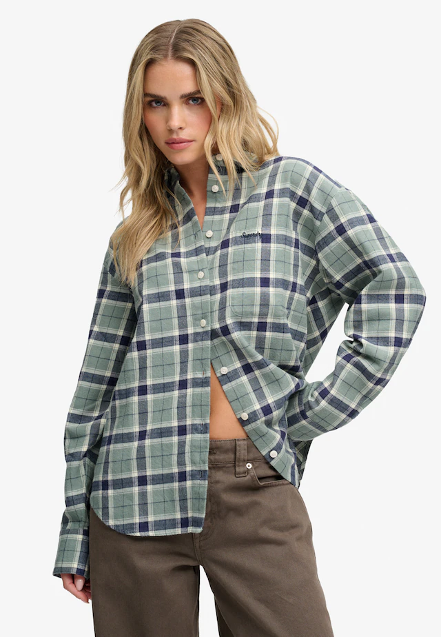 Superdry Karobluse »CHECK FLANNEL RELAXED SHIRT« Baumwolle, relaxed fit, aus weichem Flanell