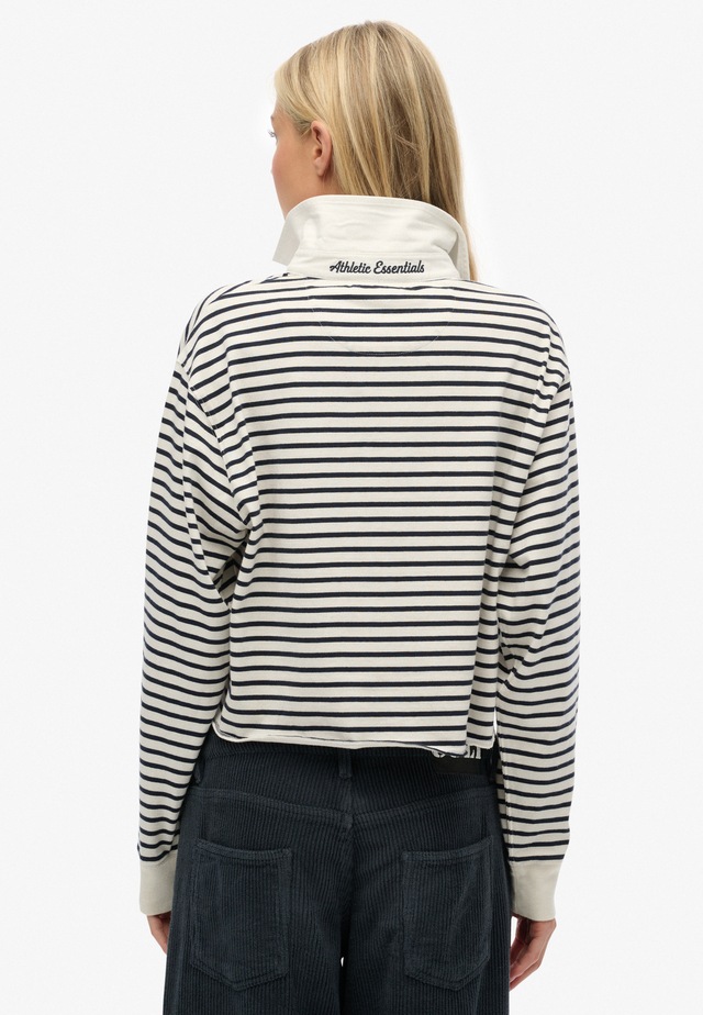 Superdry Langarm-Poloshirt »ATH ESS CROPPED STRIPE RUGBY« Packung, 2 aus Baumwolle und Single Jersey, Oversize-Passform, mit Polokragen